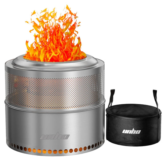 Wood Burning Fire Pit Stainless Smokeless With Carry Bag Outdoor