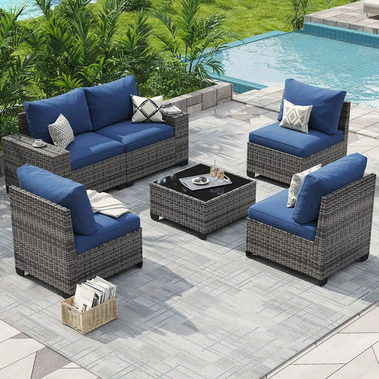 Outdoor Patio Furniture Set With Fire Pit Table Weatherproof