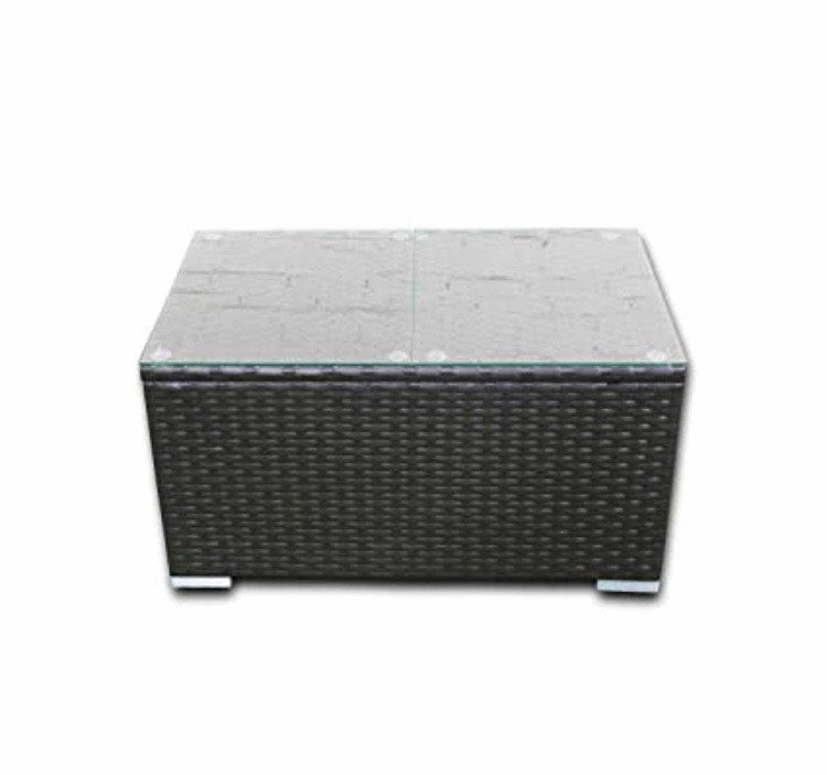 1 Coffee Table with Tempered Glass for Wicker Patio