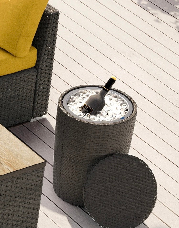 ICE CHAMPAGNE HANDMADE BUCKET ESPRESSO BROWN WICKER RESIN