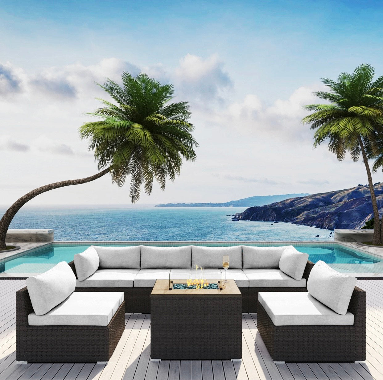 White 7H Replacement Cushion Covers Set (Without Foam Insis)