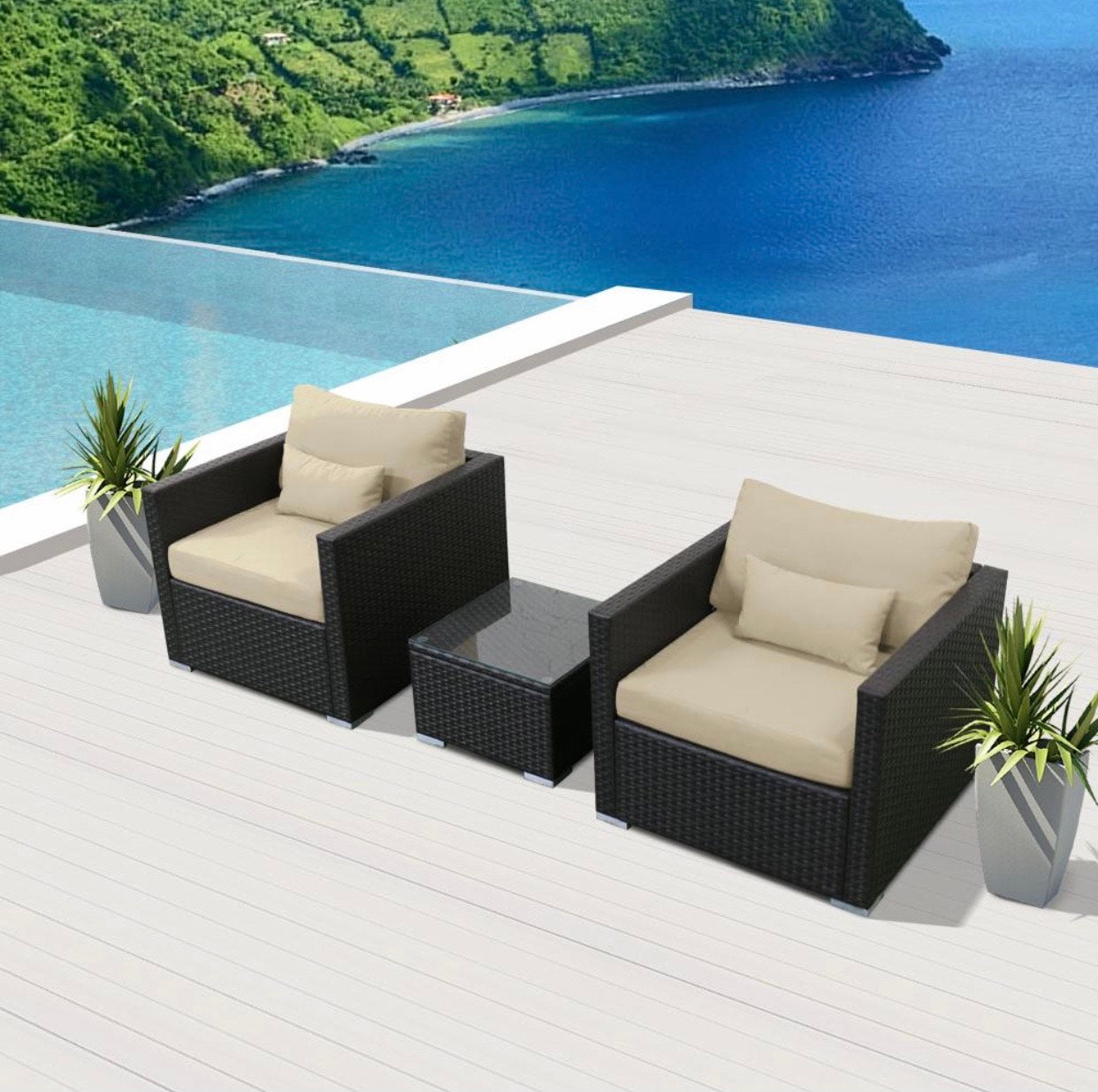 Khaki Light Beige 2D Replacement Cushion Covers Outdoor Furniture Set (Without Foam Insis)