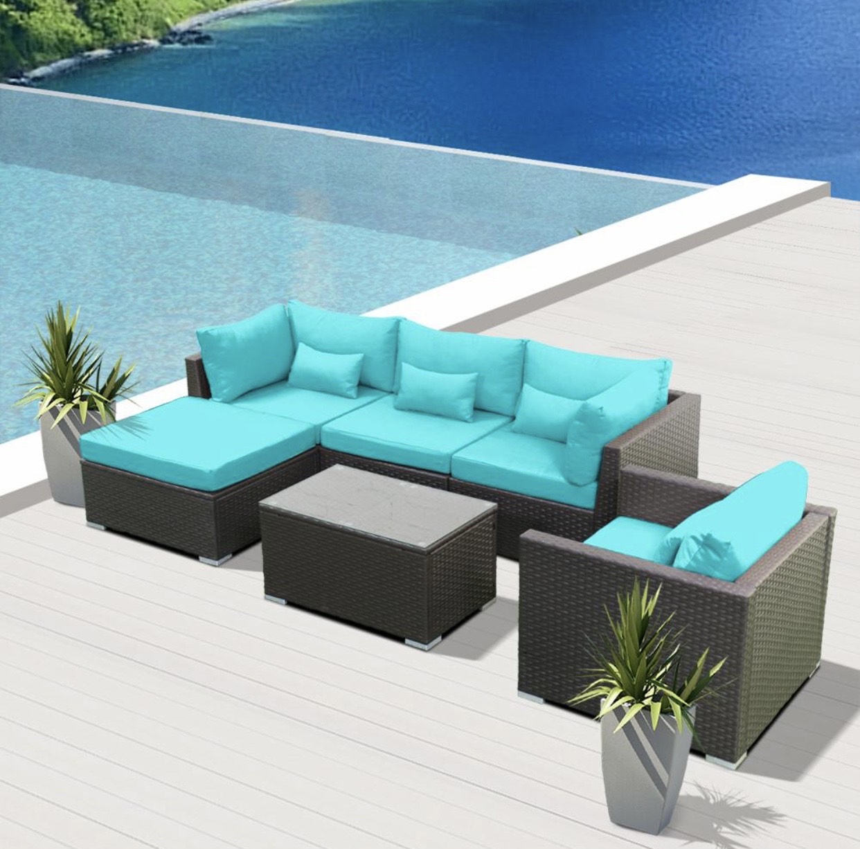 Blue Turquoise 5A Replacement Cushion Covers Set (Without Foam Insis)