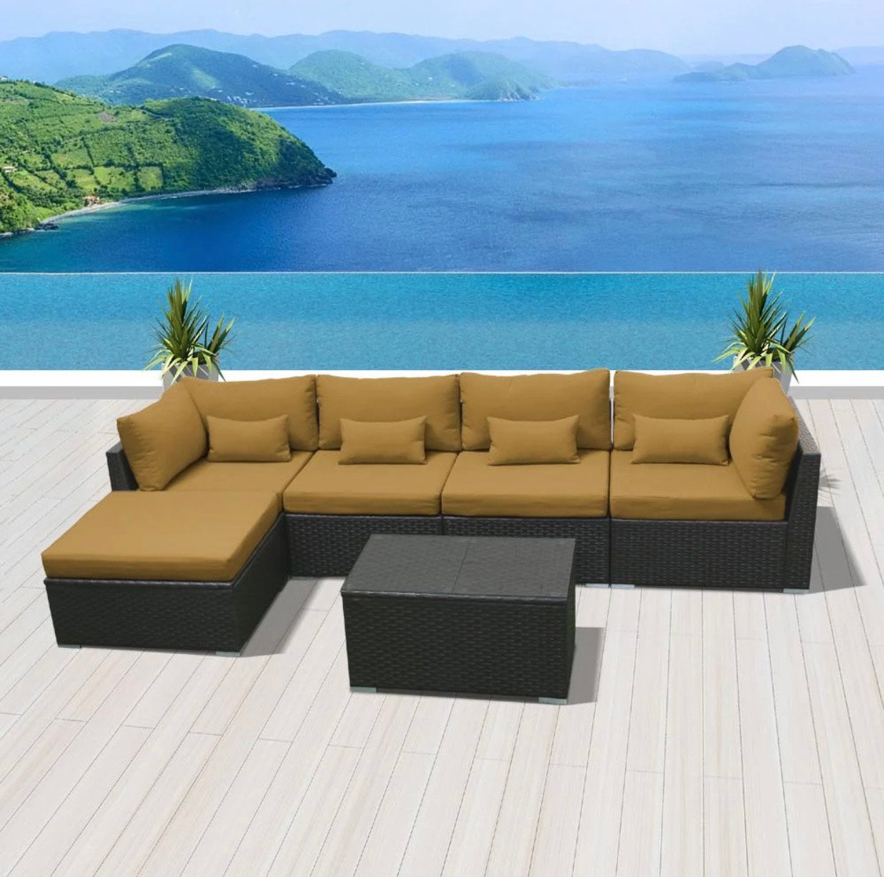 Beige Dark Brown 6H Replacement Cushion Covers Set (Without Foam Insis)