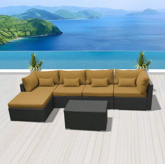 Beige Dark Brown 6H Replacement Cushion Covers Set (Without Foam Insis)