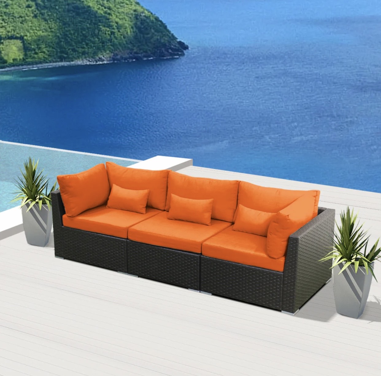 Orange 2C1B Replacement Cushion Covers Set (Without Foam Insis)