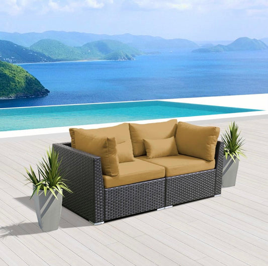 Beige Dark Brown 2C Replacement Cushion Covers Set (Without Foam Insis)