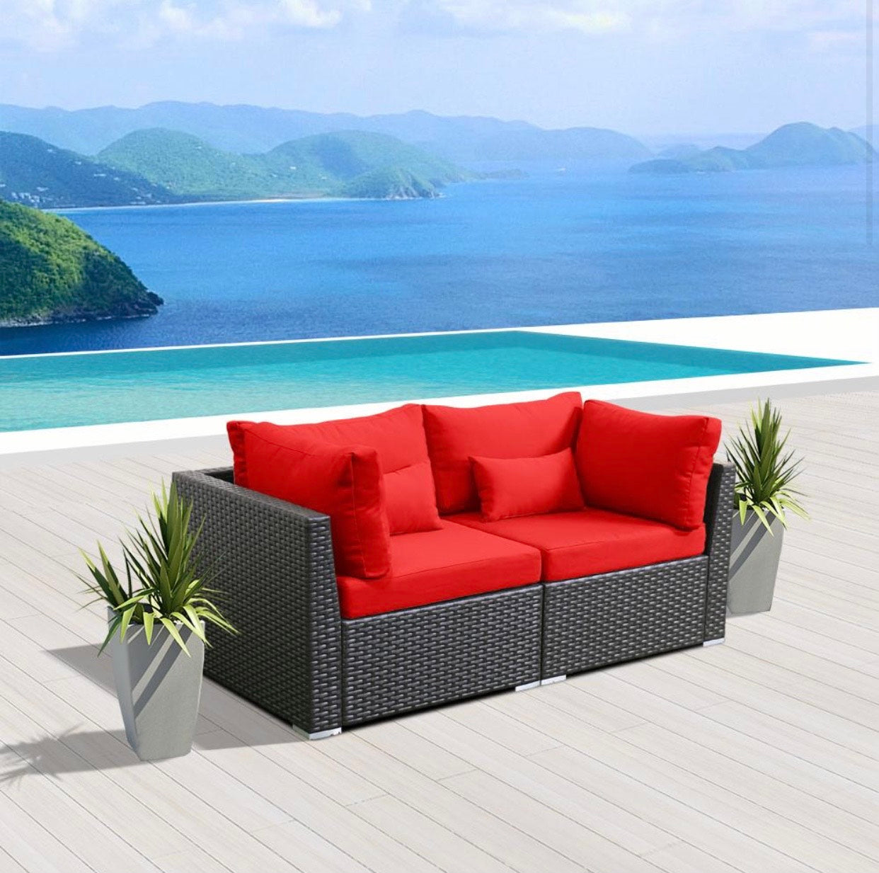Crimson Red 2C Replacement Cushion Covers Set (Without Foam Insis)