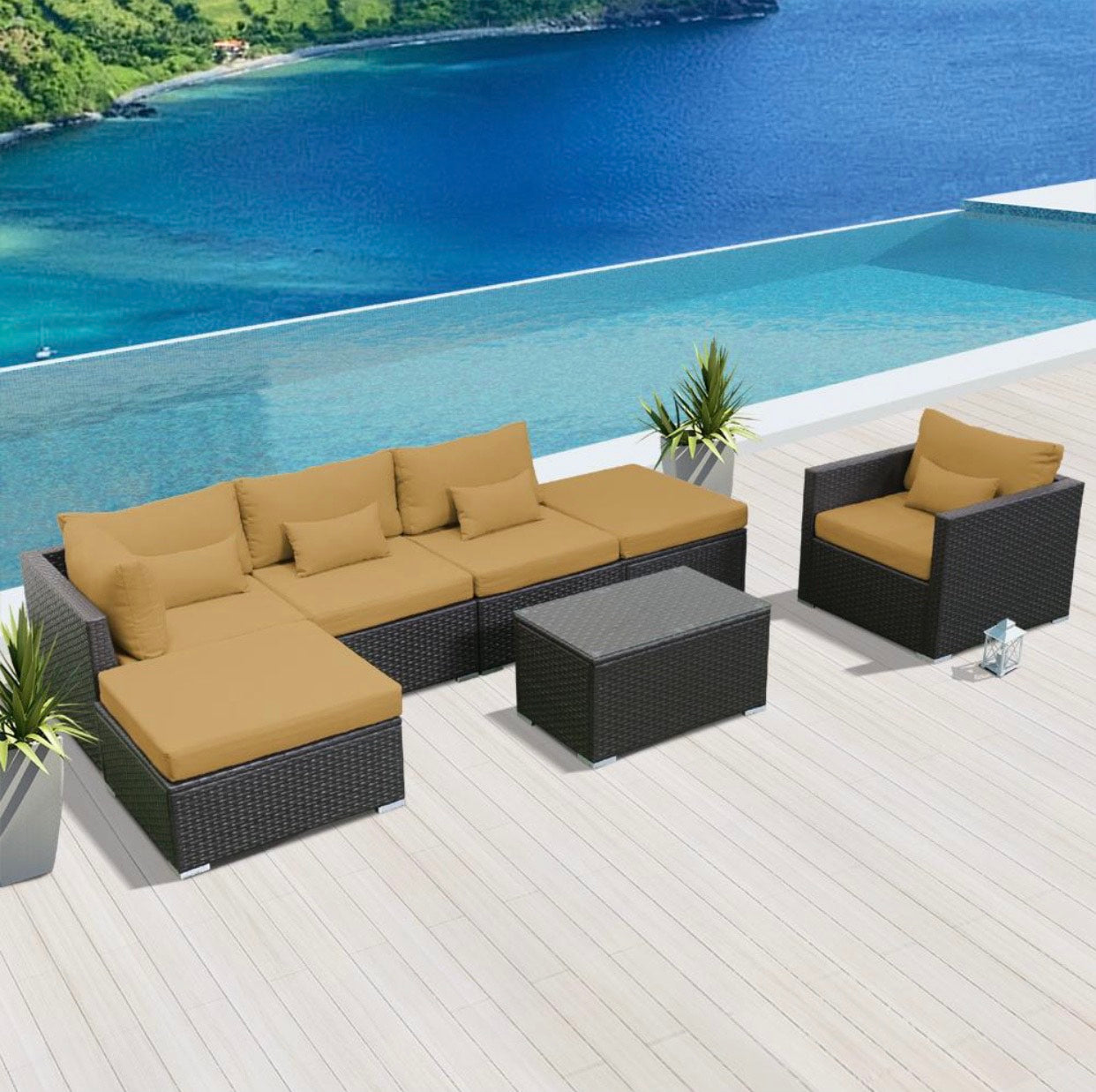 Beige Dark Brown 7L Replacement Cushion Covers Set (Without Foam Insis)
