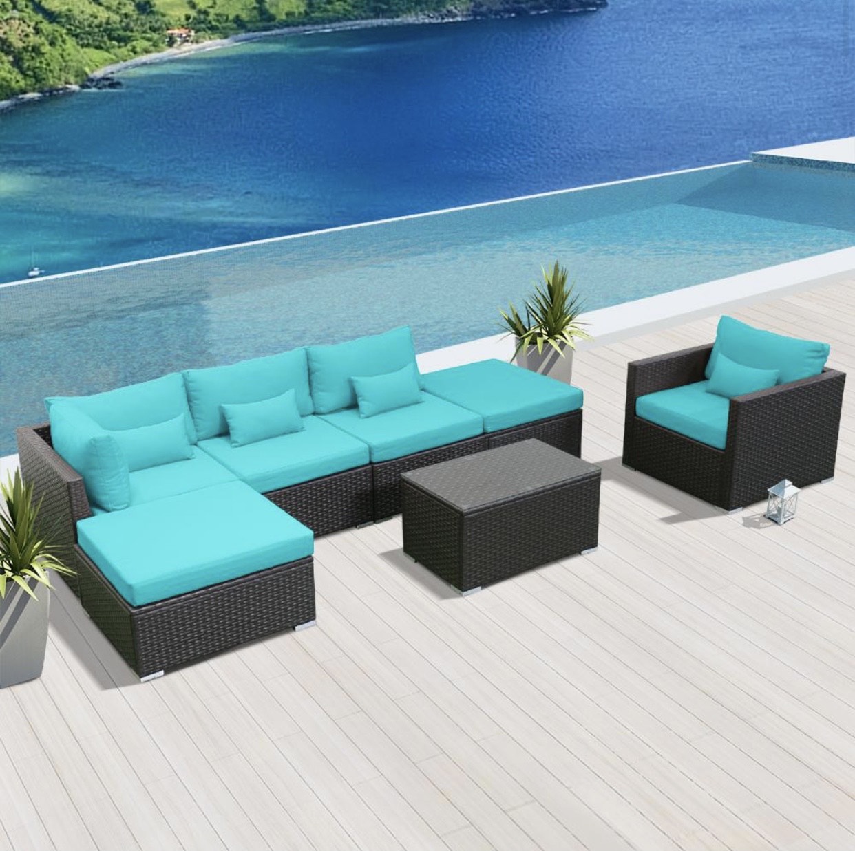 Blue Turquoise 7L Replacement Cushion Covers Set (Without Foam Insis)