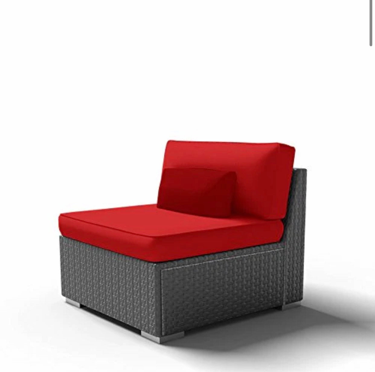 Crimson Red Middle Chair Outdoor Patio Furniture Espresso Brown Wicker