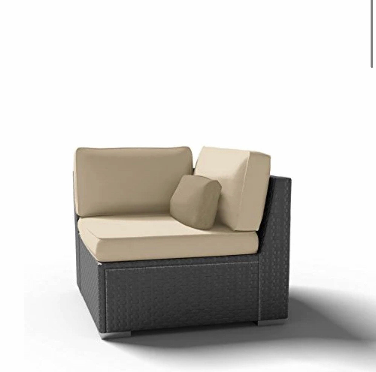 Right Corner Chair Outdoor Patio Furniture Espresso Brown Wicker