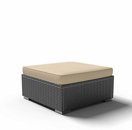 Ottoman Chair Outdoor Patio Furniture Espresso Brown Wicker