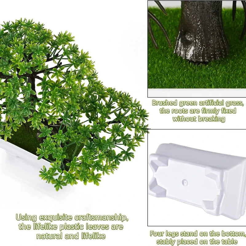 1Pcs Green Artificial Plants Bonsai Plastic Tree Fake Flower for Home Bedroom Decor Table Garden Decoration Outdoor Ornament