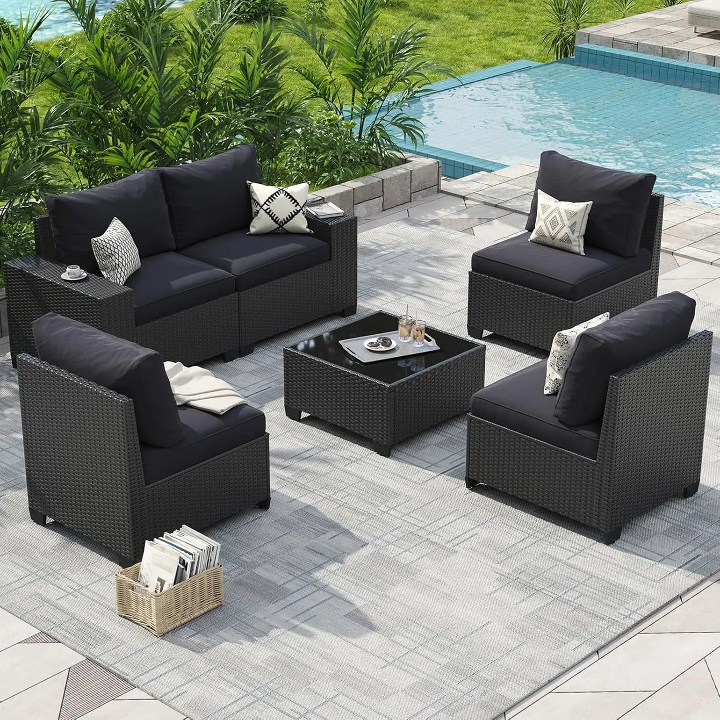 Outdoor Patio Furniture Set With Fire Pit Table Weatherproof