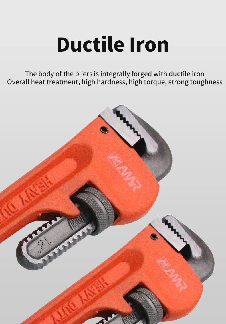 SmartGearPros Heavy Duty Pipe Wrench - 8/10/12/14/18 Inch Carbon Steel Plumbing Spanner Universal Adjustable Clamp