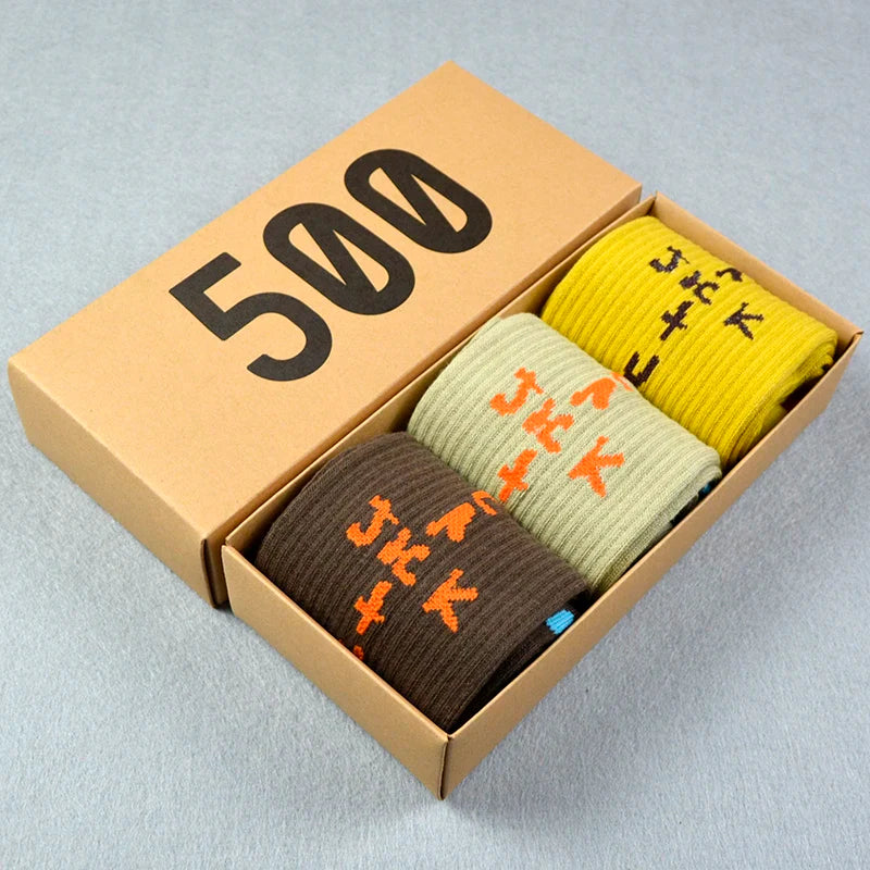 Men's Sports Style Street Skateboards Crew Cactus Jack Hip Hop Harajuku Basketball 3 Pairs/Box Funny Socks For Women