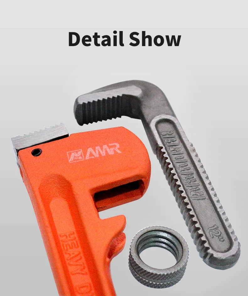 SmartGearPros Heavy Duty Pipe Wrench - 8/10/12/14/18 Inch Carbon Steel Plumbing Spanner Universal Adjustable Clamp