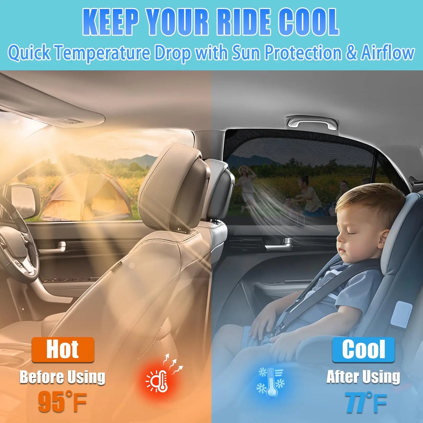 Car Window Mesh Sunshade Heat insulation and sun protection, strong magnetic sunshade, suitable for car side window sunshades