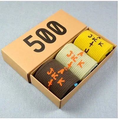 Men's Sports Style Street Skateboards Crew Cactus Jack Hip Hop Harajuku Basketball 3 Pairs/Box Funny Socks For Women