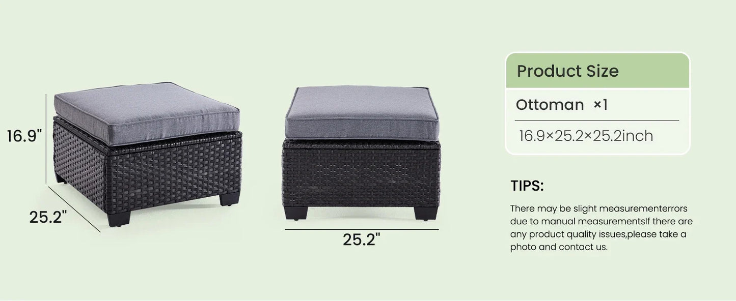 Patio Sectional Sofa Set With Ottoman Outdoor Furniture