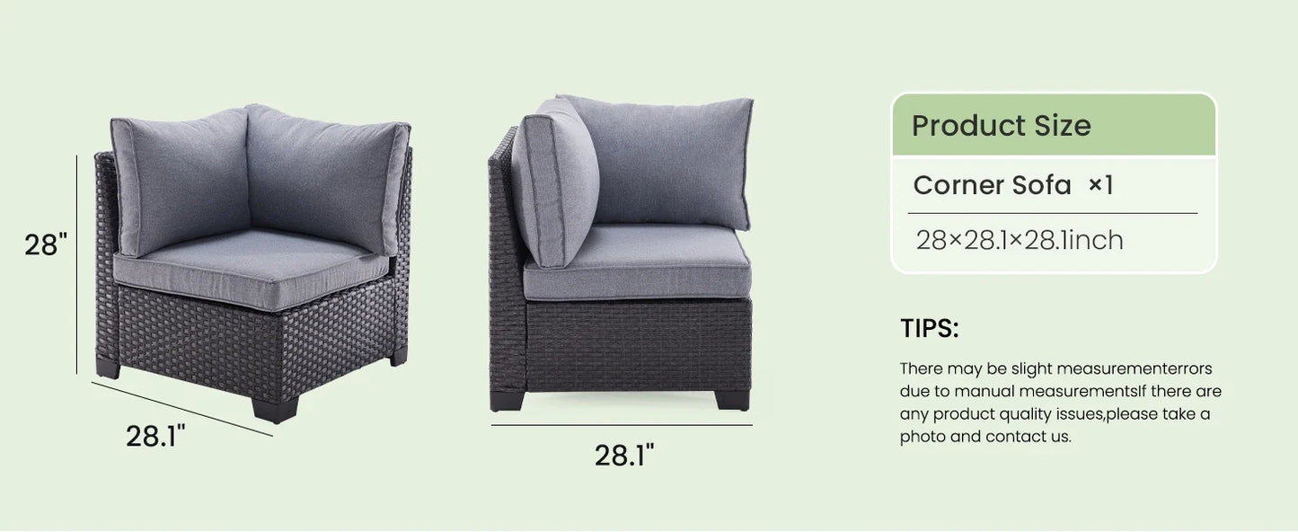 Patio Sectional Sofa Set With Ottoman Outdoor Furniture