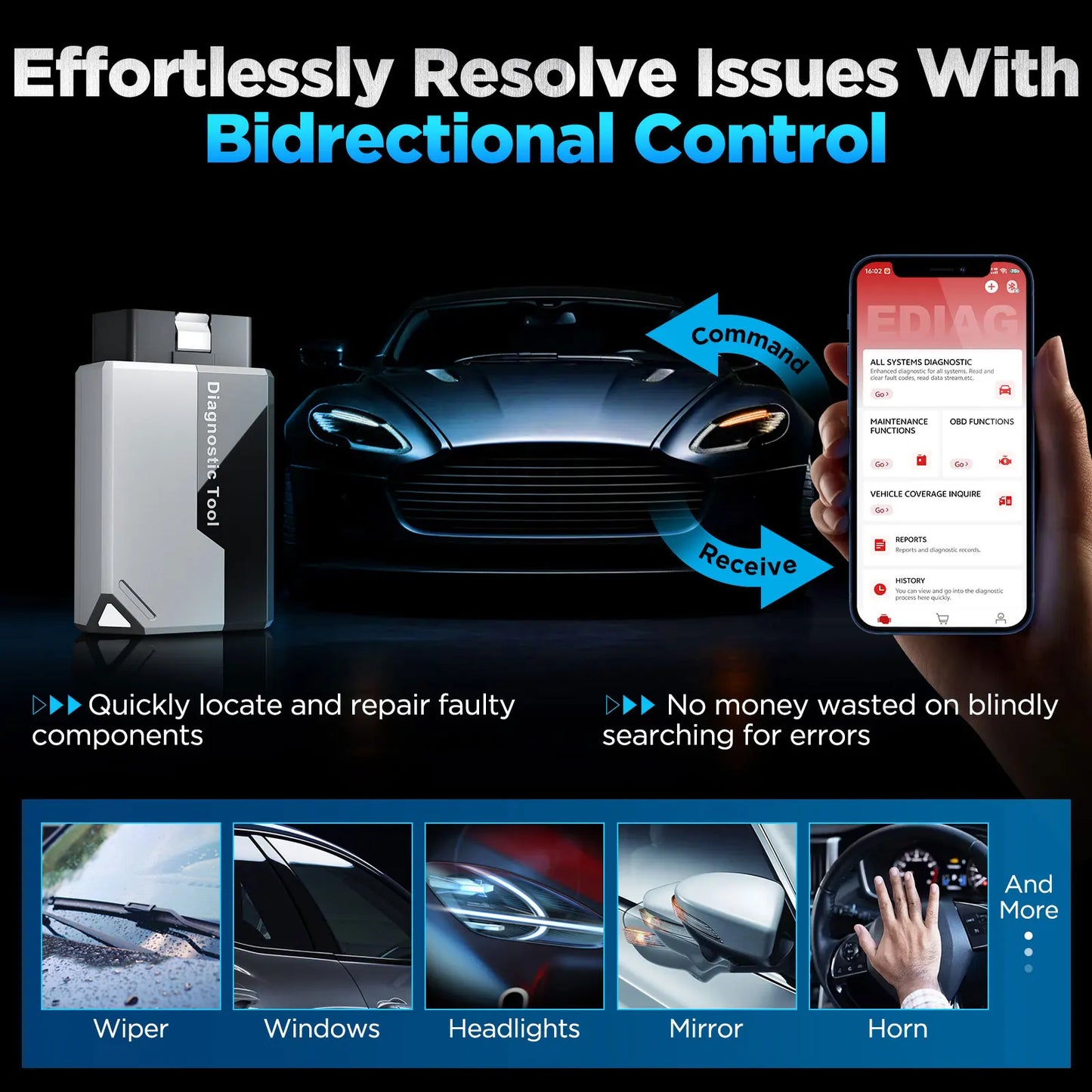 NEW KINGBOLEN Ediag Elite 15 Resets Car Diagnostic Tool All System Car Code Reader Active Test OBD2 Auto Scanner Free  Update