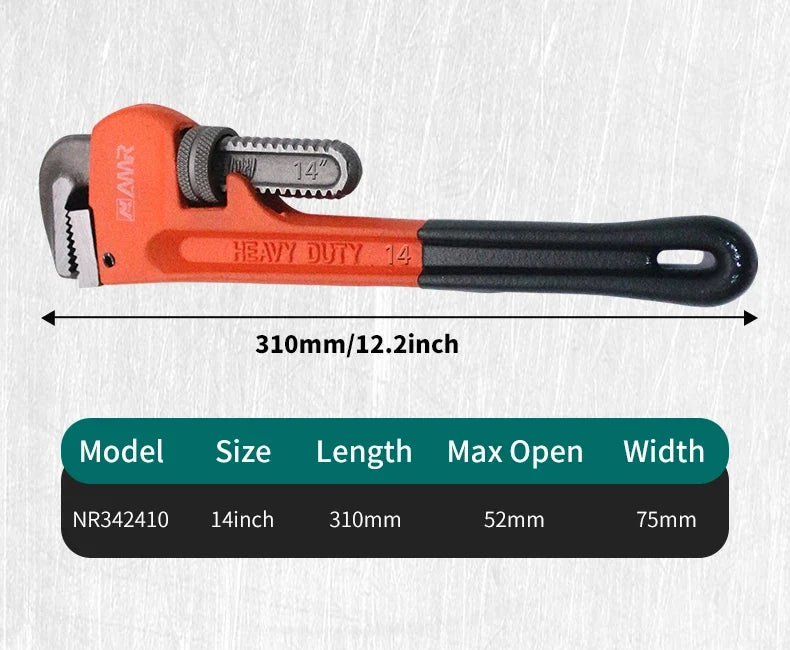 SmartGearPros Heavy Duty Pipe Wrench - 8/10/12/14/18 Inch Carbon Steel Plumbing Spanner Universal Adjustable Clamp