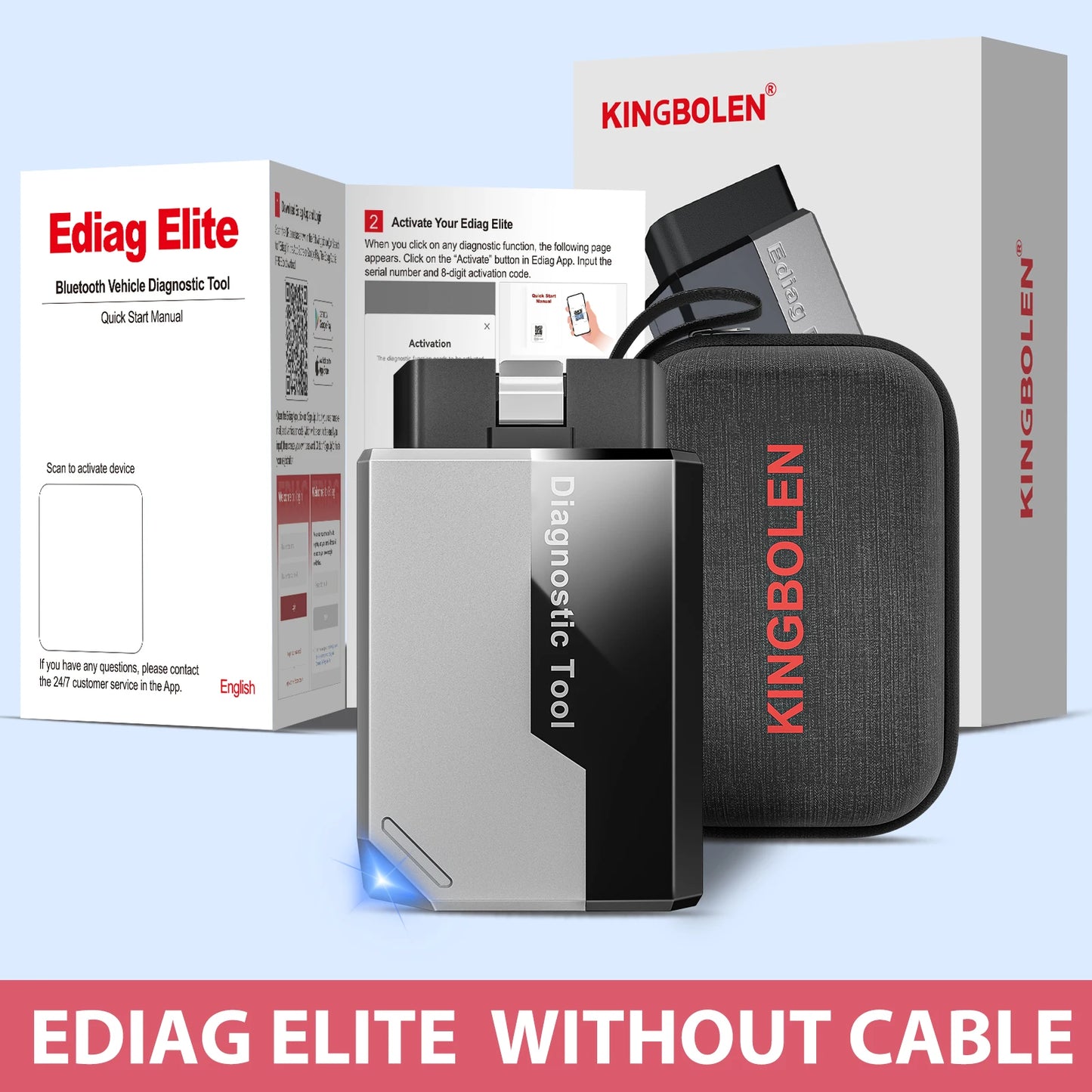 NEW KINGBOLEN Ediag Elite 15 Resets Car Diagnostic Tool All System Car Code Reader Active Test OBD2 Auto Scanner Free  Update