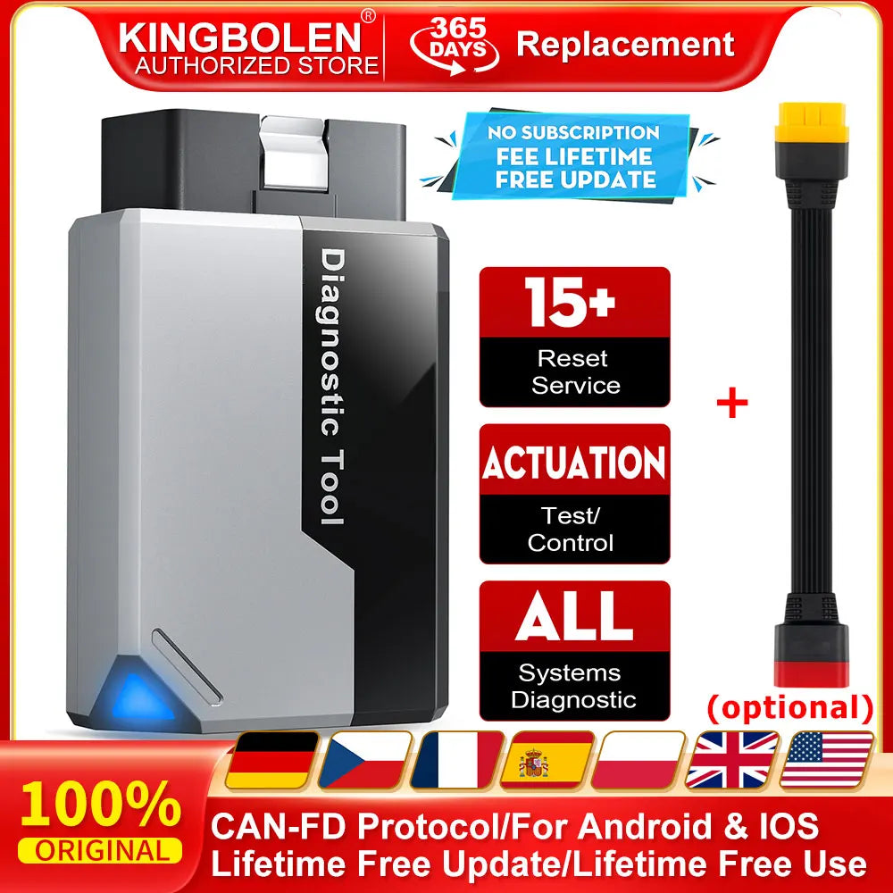 NEW KINGBOLEN Ediag Elite 15 Resets Car Diagnostic Tool All System Car Code Reader Active Test OBD2 Auto Scanner Free  Update
