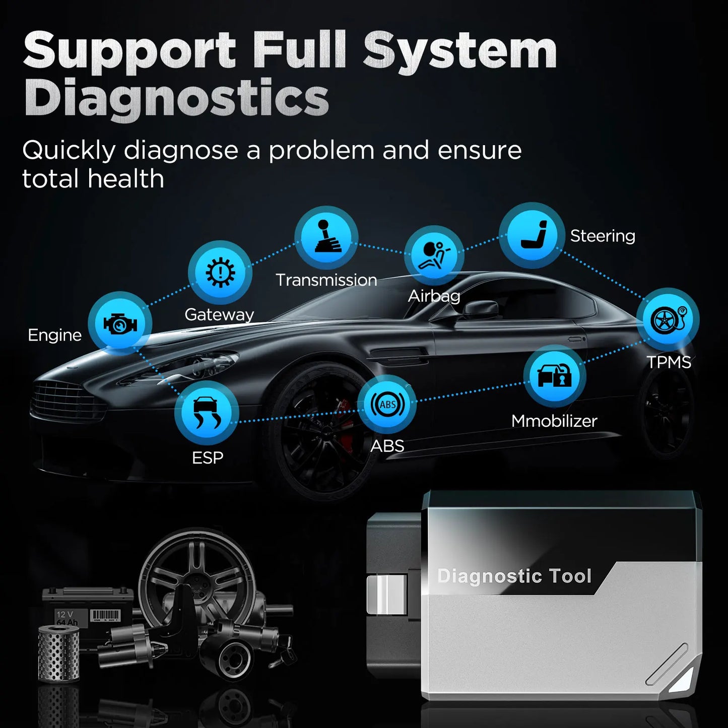 NEW KINGBOLEN Ediag Elite 15 Resets Car Diagnostic Tool All System Car Code Reader Active Test OBD2 Auto Scanner Free  Update