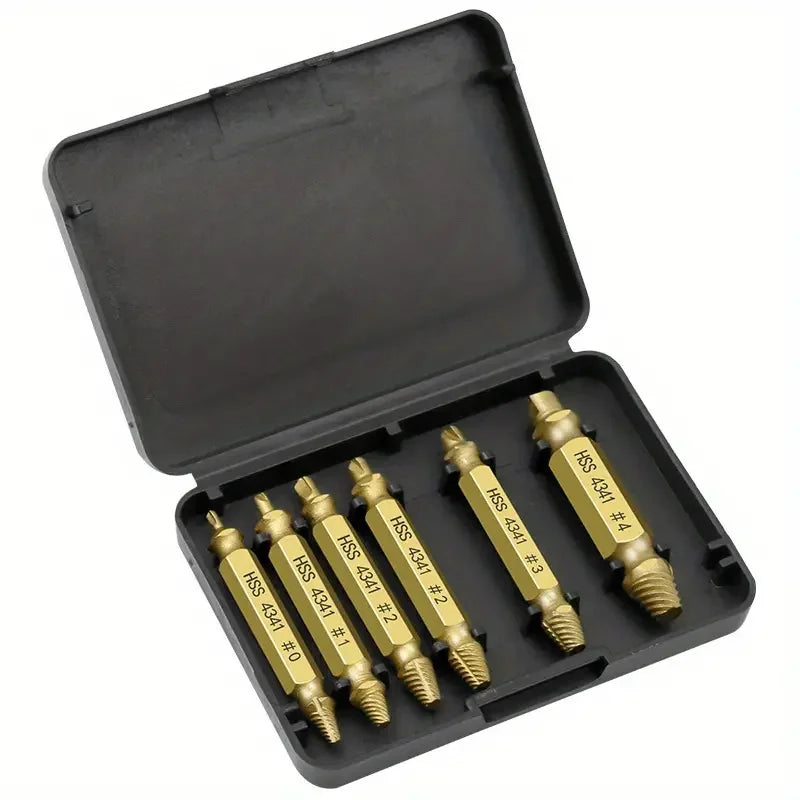 Damaged Screw Extractor Broken Bolt Stripped Set Double Head Tool Easy Out Removal Disassemble Stud Slip Teeth Demolish Remover