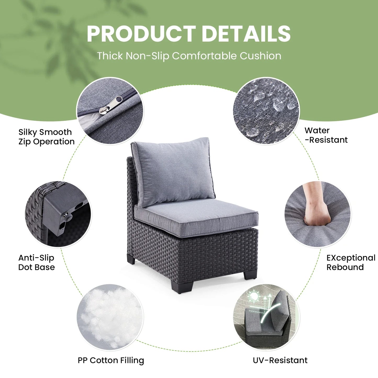 Patio Sectional Sofa Set With Ottoman Outdoor Furniture