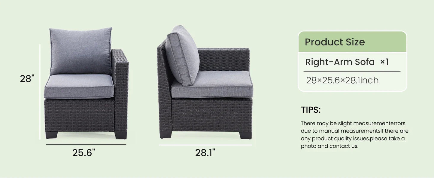 Patio Sectional Sofa Set With Ottoman Outdoor Furniture