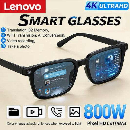 Lenovo Smart Glasses – AI 4K Camera Bluetooth Glasses
