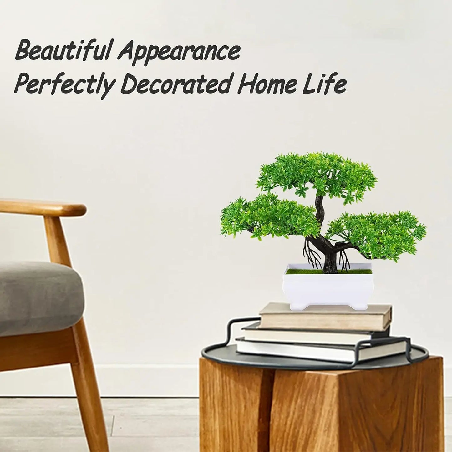 1Pcs Green Artificial Plants Bonsai Plastic Tree Fake Flower for Home Bedroom Decor Table Garden Decoration Outdoor Ornament