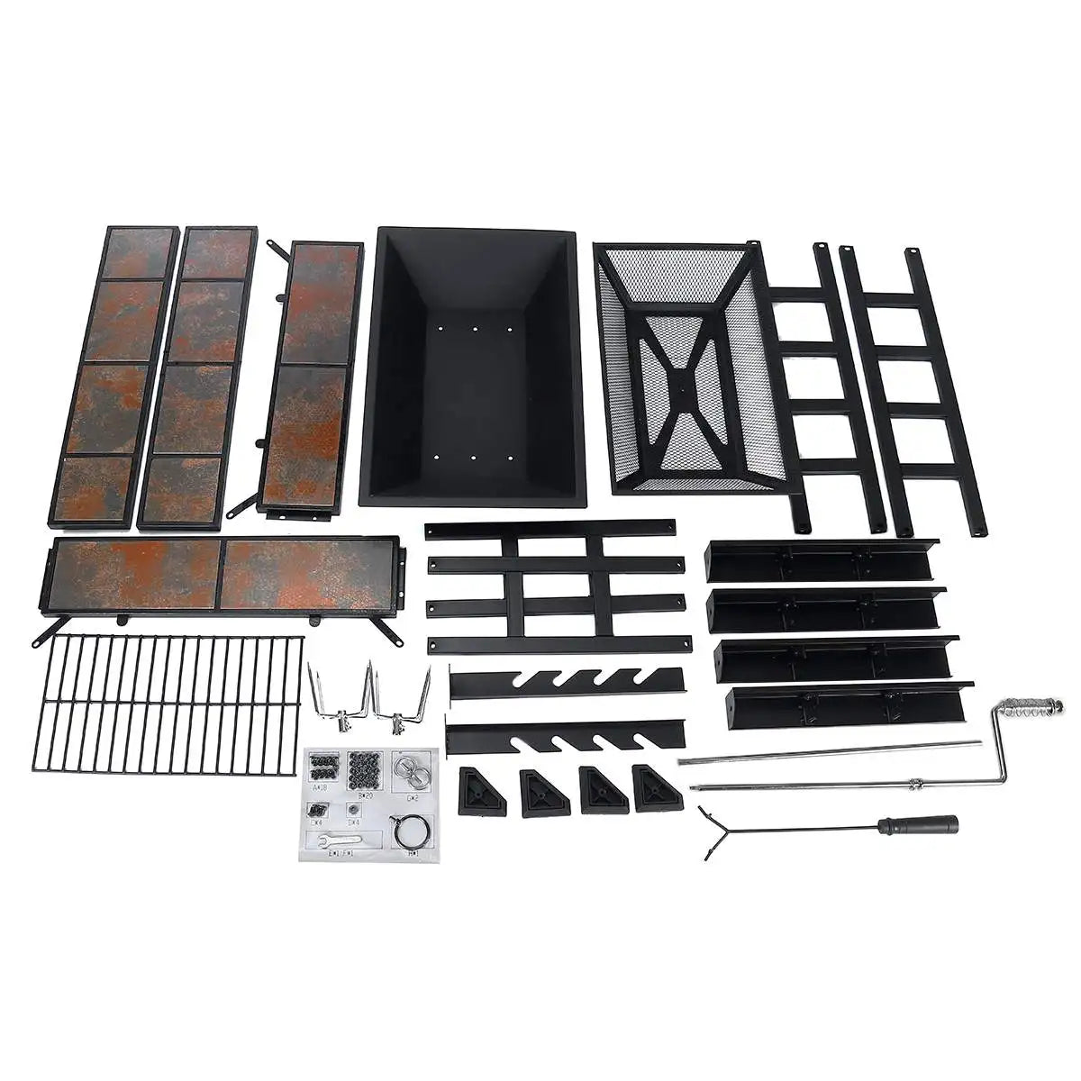 37" Outdoor Wood-Burning Fire Pit with Safety Screen, Steel Bowl & BBQ Grill Function