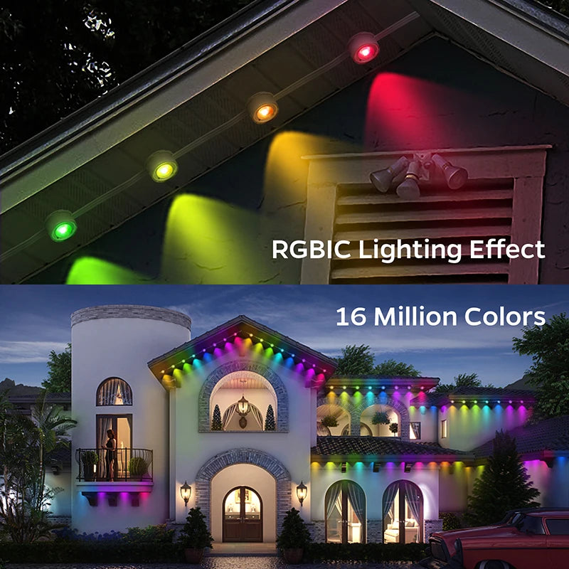 Weather-Proof Wonder: Smart RGBIC Lights for Stunning Outdoor Scenes!