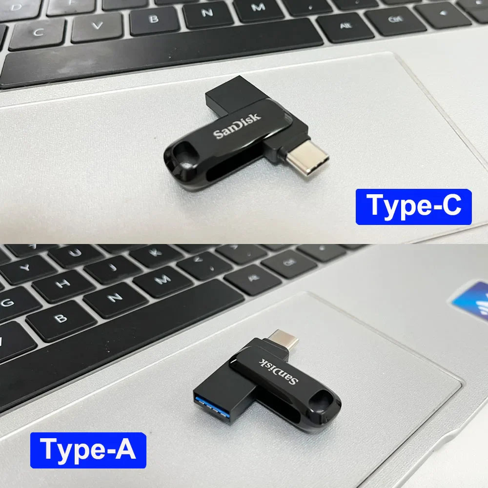 SanDisk Ultra Dual OTG Pen Drive USB 3.2 Type-C Flash Drive 64GB 128GB 256GB 512GB Up to 400MB/s Memory Flash Disk for computers