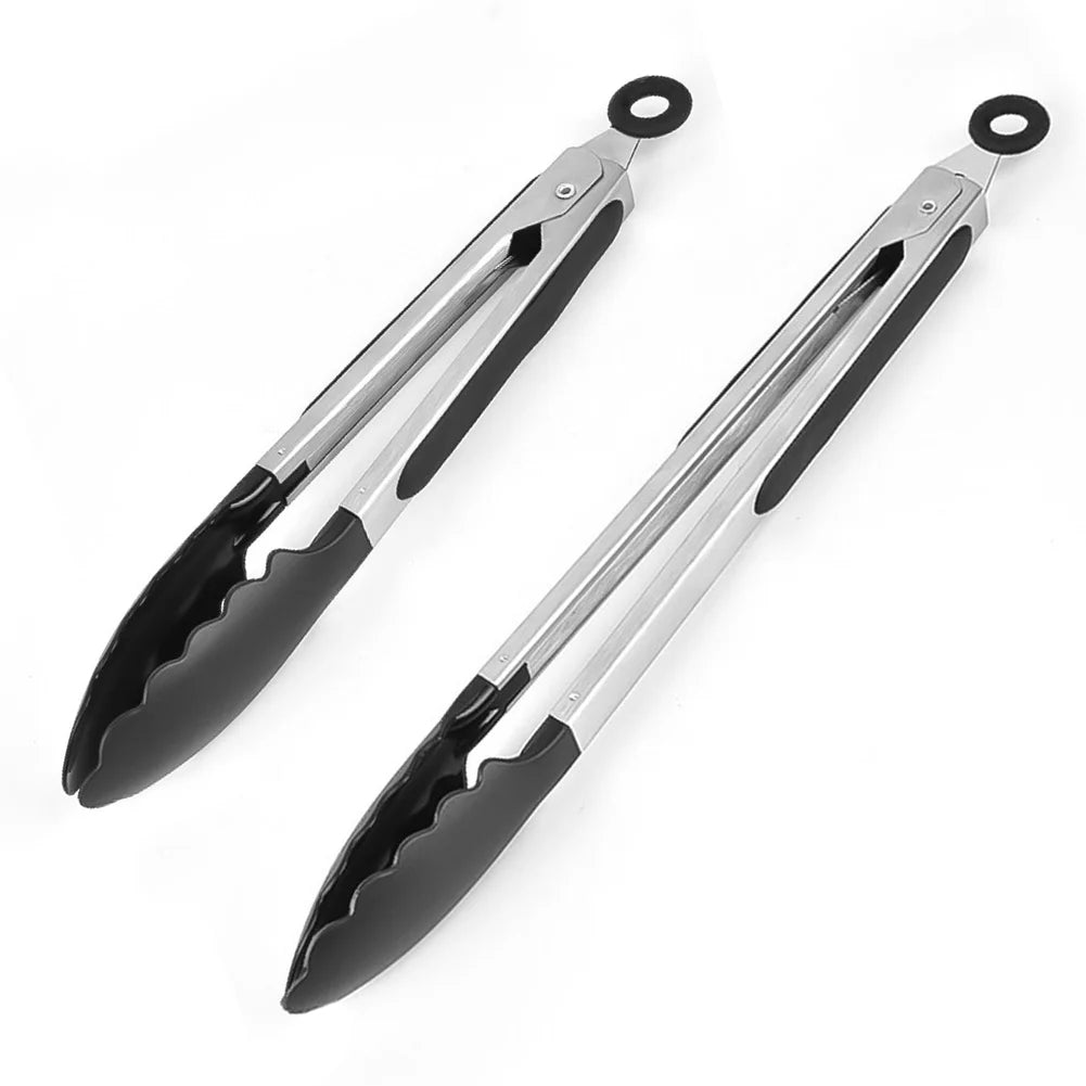 BBQ Grilling Tong Stainless Steel Anti-scalding Bread Food Clip Salad Bread Serving Non-Stick Tool for Kitchen Barbecue