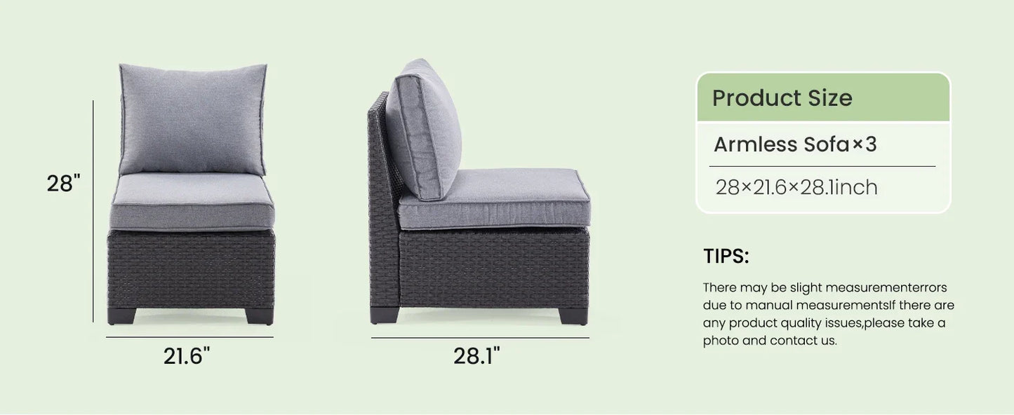 Patio Sectional Sofa Set With Ottoman Outdoor Furniture