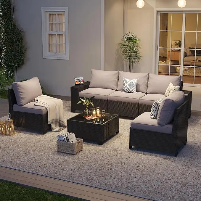 Outdoor Patio Furniture Set With Fire Pit Table Weatherproof