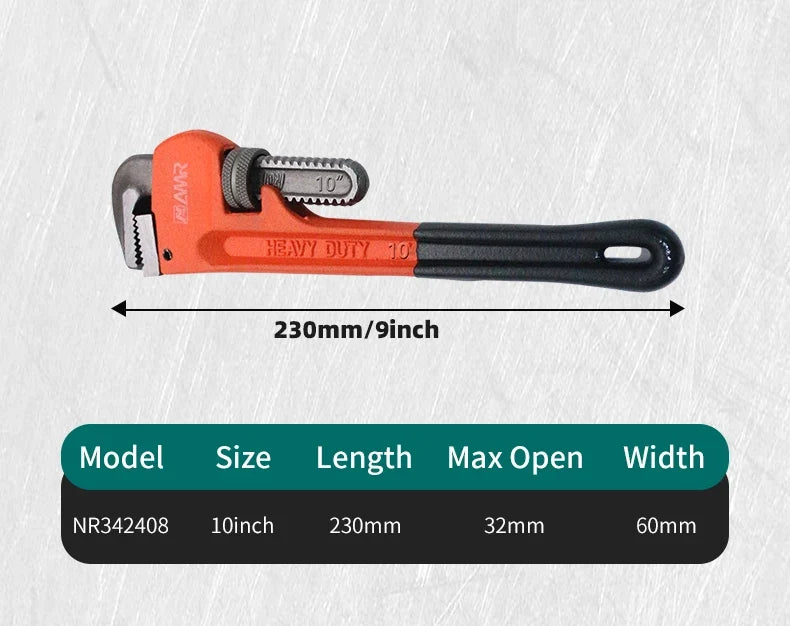 SmartGearPros Heavy Duty Pipe Wrench - 8/10/12/14/18 Inch Carbon Steel Plumbing Spanner Universal Adjustable Clamp