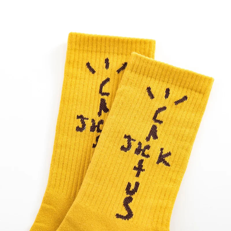 Men's Sports Style Street Skateboards Crew Cactus Jack Hip Hop Harajuku Basketball 3 Pairs/Box Funny Socks For Women