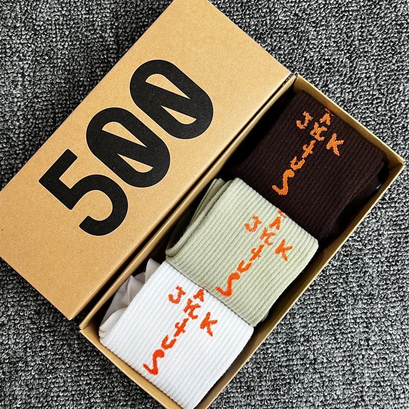 Men's Sports Style Street Skateboards Crew Cactus Jack Hip Hop Harajuku Basketball 3 Pairs/Box Funny Socks For Women