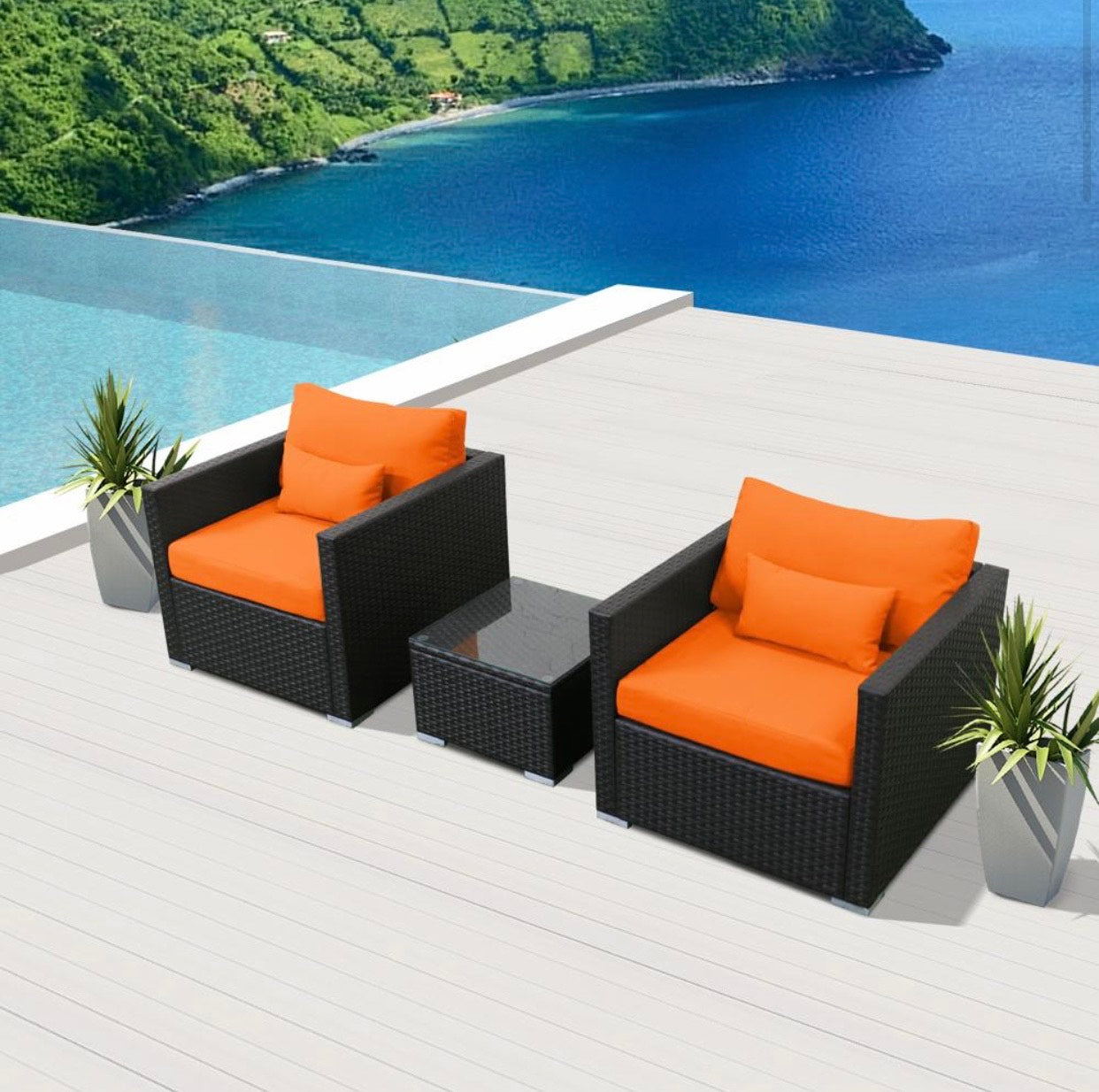 Orange 2D Replacement Cushion Covers Outdoor Furniture Set (Without Foam Insis)