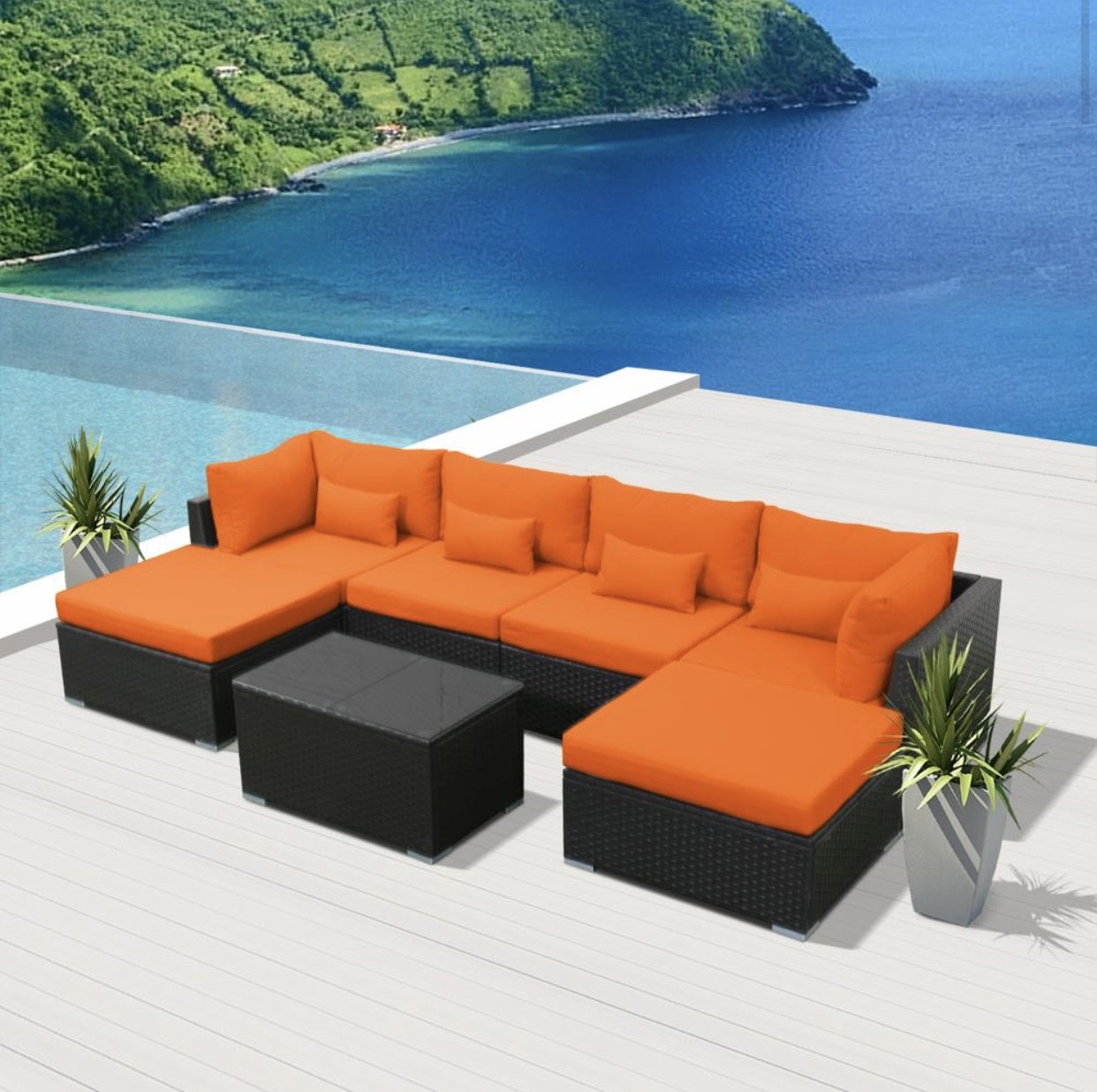 Orange 7C Replacement Cushion Covers Outdoor Patio Furniture Set (Without Foam Insis)