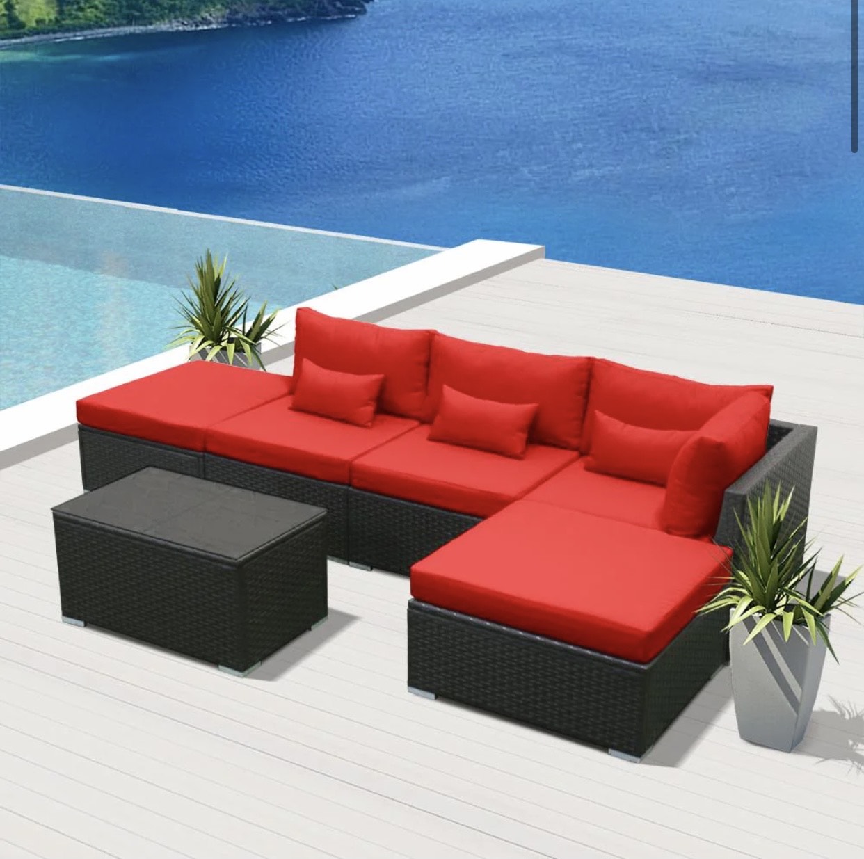 Crimson Red 6 Replacement Cushion Covers Set (Without Foam Insis)