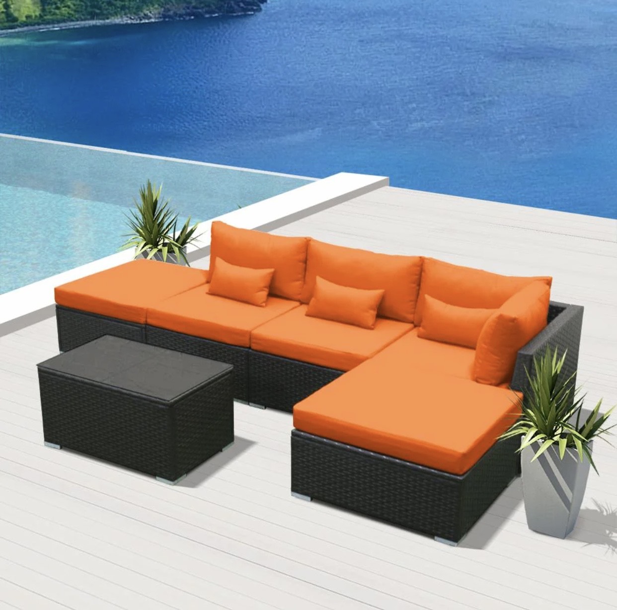 Orange 6 Replacement Cushion Covers Set (Without Foam Insis)