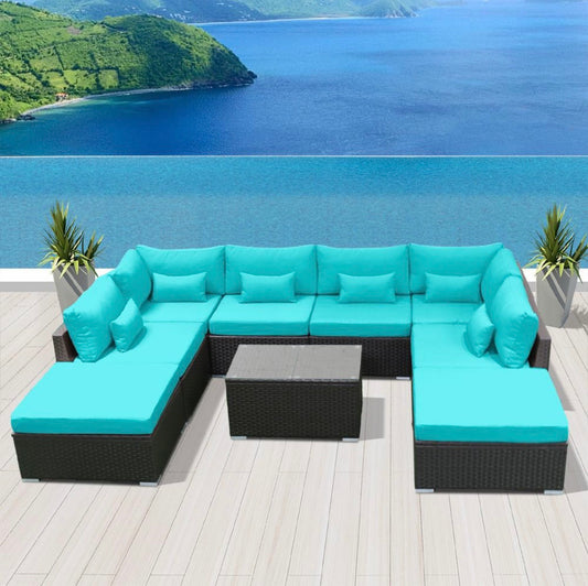 Blue Turquoise 9C Replacement Cushion Covers Outside Furniture Set (Without Foam Insis)